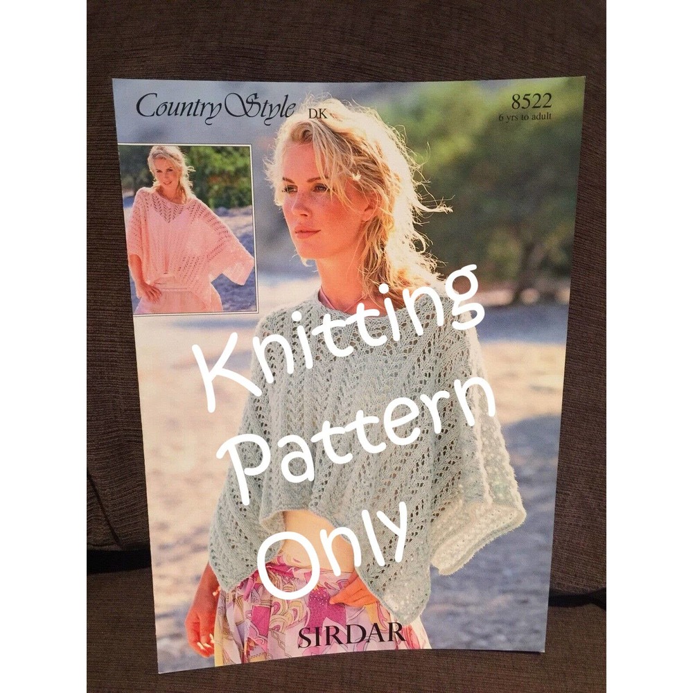 New Sirdar 8522 Country Style DK Double Knitting Poncho Sweater Pattern